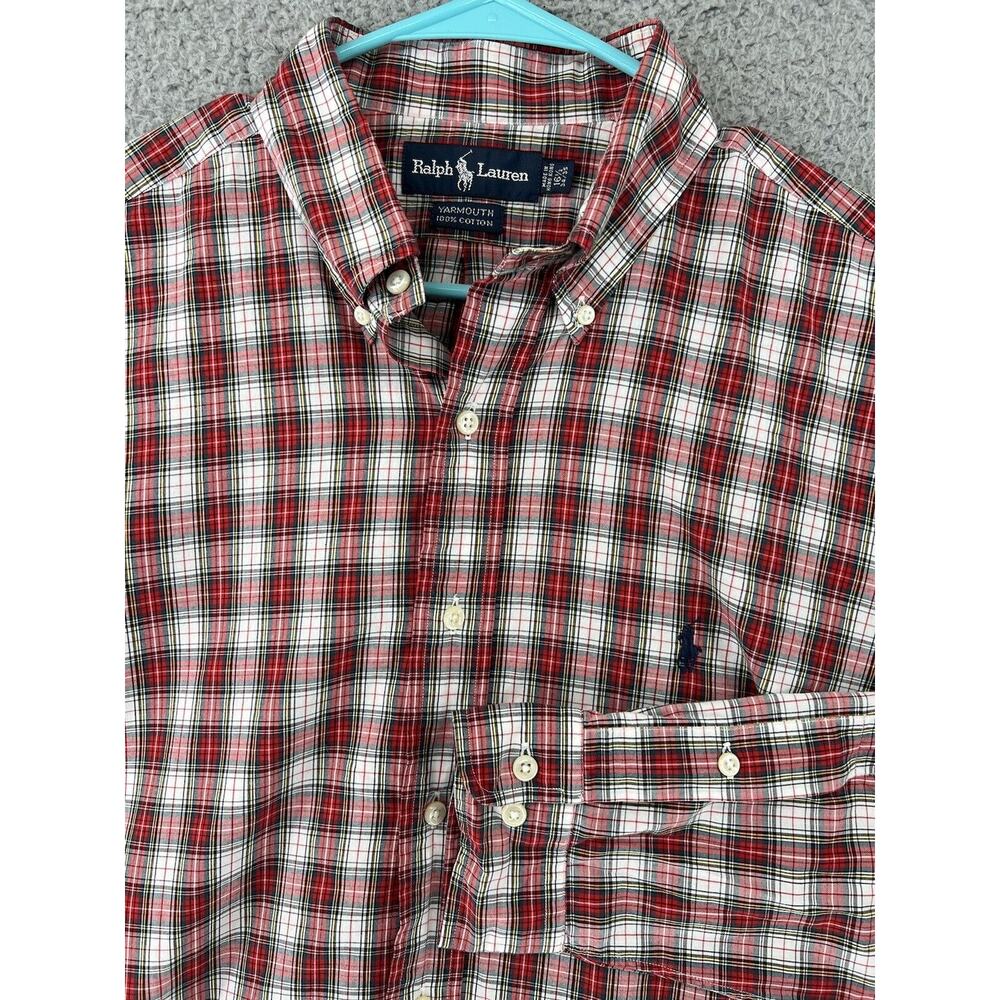 Vintage Polo Ralph Lauren Mens XL 16‎ 1/2 Plaid Long Sleeve Button Down Shirt HK